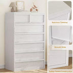 Cómoda de 7 cajones para dormitorio, cómoda moderna alta de 46 pulgadas con 7 cajones grandes de almacenamiento, organizador de cómoda de madera para sala de estar, entrada