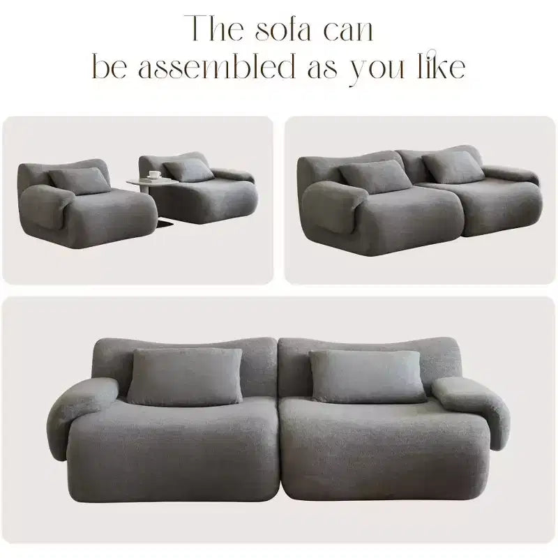 Sofá seccional Peacock de tela bouclé modular y espuma viscoelástica comprimida