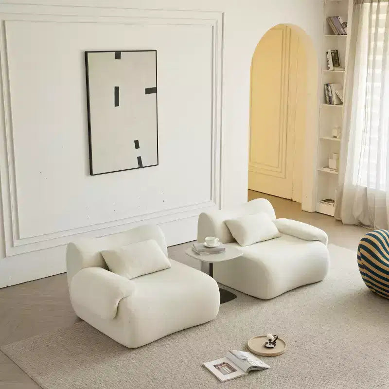 Sofá seccional Peacock de tela bouclé modular y espuma viscoelástica comprimida