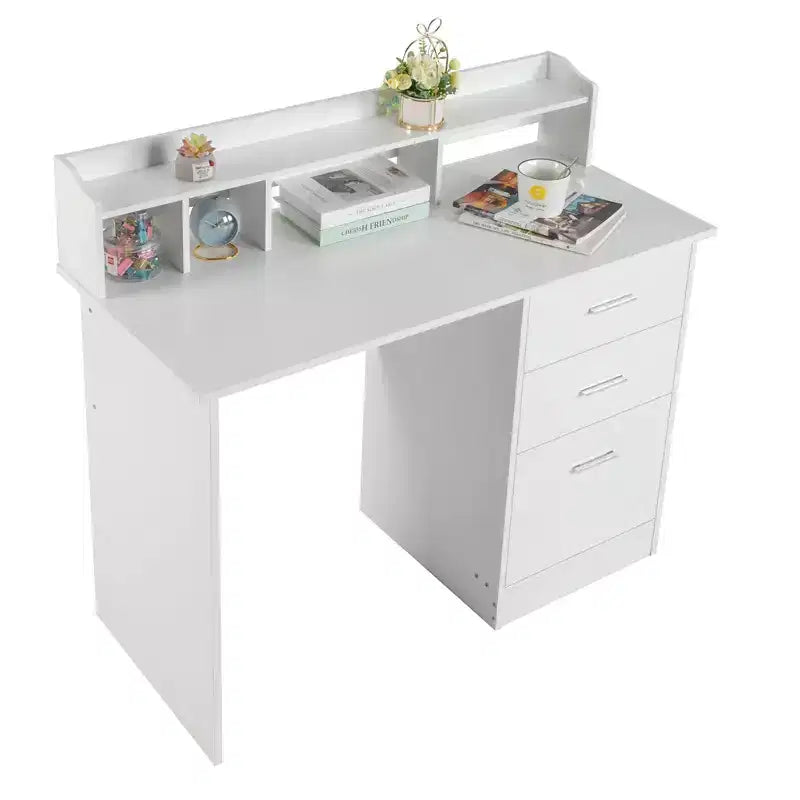 Escritorio de computadora rectangular de 43.31 pulgadas de ancho con estantería superior