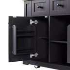 Isla de cocina grande con 2 taburetes de bar y toma de corriente, carrito de almacenamiento de cocina sobre 5 ruedas con ala abatible