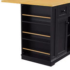 Isla de cocina grande con 2 taburetes de bar y toma de corriente, carrito de almacenamiento de cocina sobre 5 ruedas con ala abatible