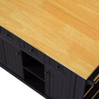 Isla de cocina grande con 2 taburetes de bar y toma de corriente, carrito de almacenamiento de cocina sobre 5 ruedas con ala abatible