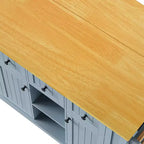 Isla de cocina grande con 2 taburetes de bar y toma de corriente, carrito de almacenamiento de cocina sobre 5 ruedas con ala abatible