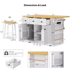 Isla de cocina grande con 2 taburetes de bar y toma de corriente, carrito de almacenamiento de cocina sobre 5 ruedas con ala abatible