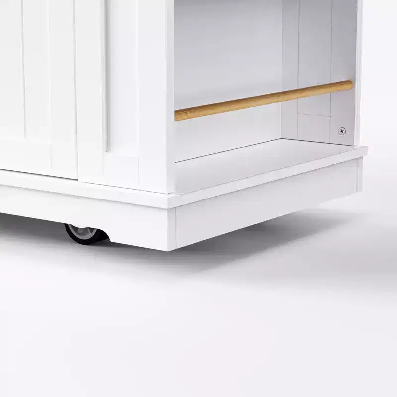 Isla de cocina grande con 2 taburetes de bar y toma de corriente, carrito de almacenamiento de cocina sobre 5 ruedas con ala abatible