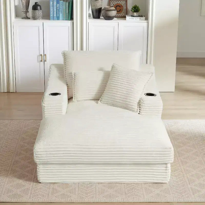 Sofá comprimido de un solo asiento de gran tamaño con portavasos y bolsillo, sillón reclinable de pana con doble capa sintética, fundas lavables, capacidad de 136 kg