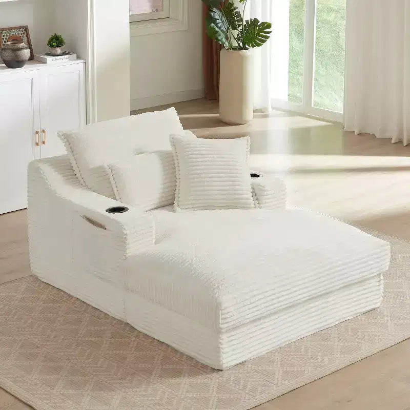 Sofá comprimido de un solo asiento de gran tamaño con portavasos y bolsillo, sillón reclinable de pana con doble capa sintética, fundas lavables, capacidad de 136 kg