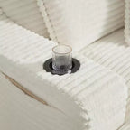 Sofá comprimido de un solo asiento de gran tamaño con portavasos y bolsillo, sillón reclinable de pana con doble capa sintética, fundas lavables, capacidad de 136 kg