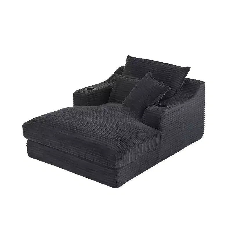 Sofá comprimido de un solo asiento de gran tamaño con portavasos y bolsillo, sillón reclinable de pana con doble capa sintética, fundas lavables, capacidad de 136 kg