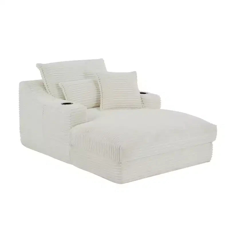 Sofá comprimido de un solo asiento de gran tamaño con portavasos y bolsillo, sillón reclinable de pana con doble capa sintética, fundas lavables, capacidad de 136 kg