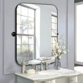 1-Piece Black 23 in.W x 31 in.H Iron Round Corner Rectangular Hardware Hanging Mirror Wall Mirror