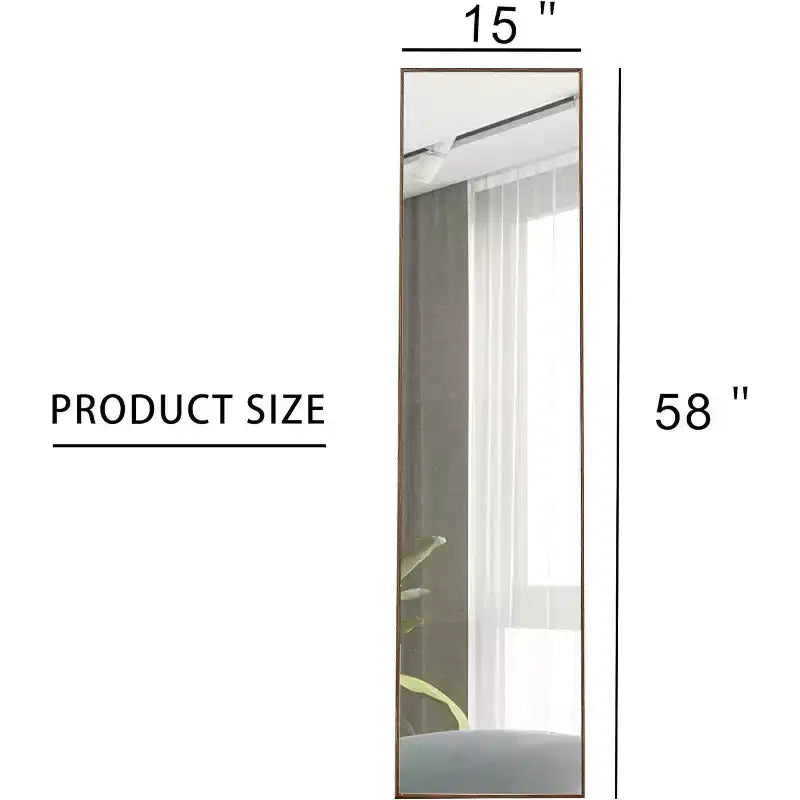 Espejo de cuerpo entero montado en la pared de 58 x 15 pulgadas, espejo decorativo rectangular sin marco para dormitorio, baño, sala de estar