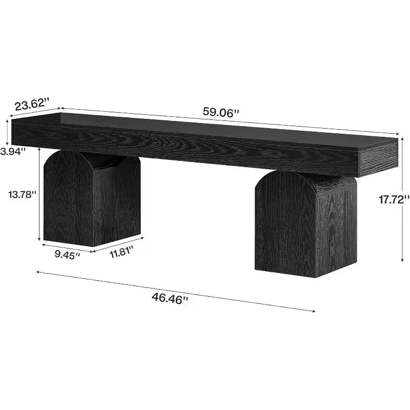 Banco moderno de 59 pulgadas, banco tapizado negro para pie de cama, dormitorio, sala de estar, entrada