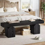 Banco moderno de 59 pulgadas, banco tapizado negro para pie de cama, dormitorio, sala de estar, entrada