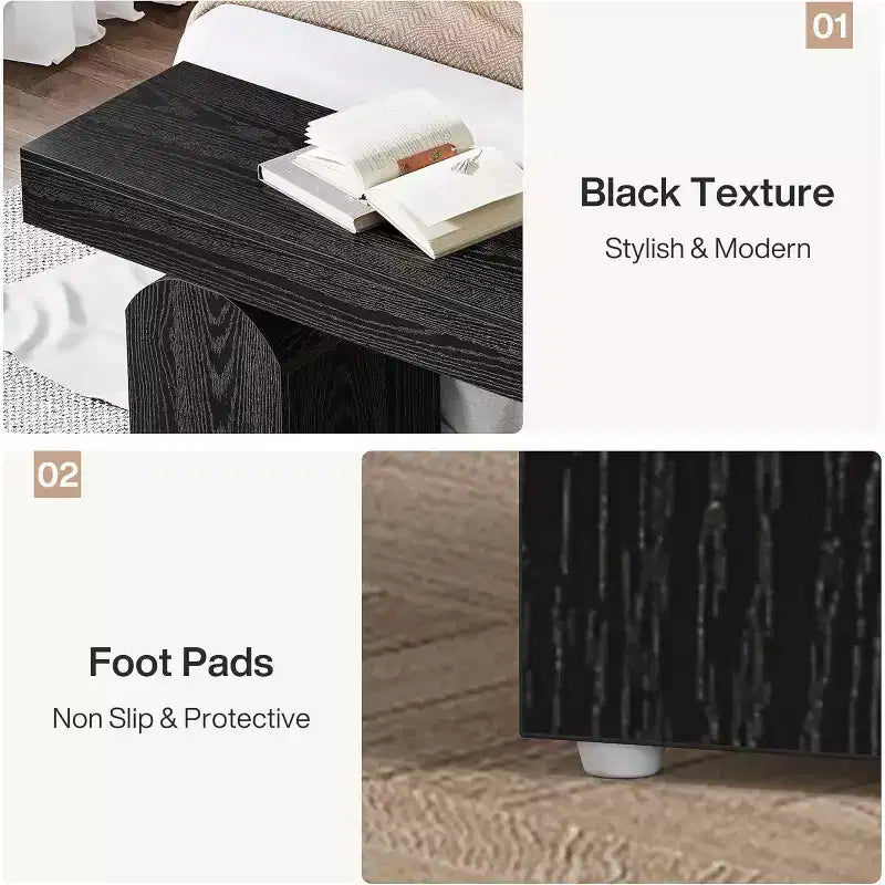 Banco moderno de 59 pulgadas, banco tapizado negro para pie de cama, dormitorio, sala de estar, entrada