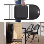 Sillas plegables, sillas de respaldo alto - Juego de 4 sillas plegables de piel sintética negra con asientos acolchados, estructura de metal resistente para oficina en casa, cocina, invitados
