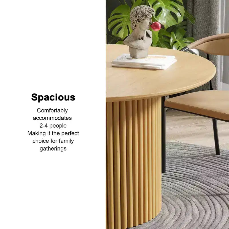 Mesa de comedor redonda de madera de 46 pulgadas, mesa de cocina circular con base de listones de madera, mesas de cena modernas estilo casa de campo para cocina, sala de estar, natural