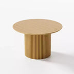 Mesa de comedor redonda de madera de 46 pulgadas, mesa de cocina circular con base de listones de madera, mesas de cena modernas estilo casa de campo para cocina, sala de estar, natural