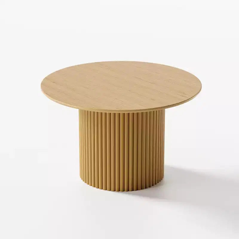 Mesa de comedor redonda de madera de 46 pulgadas, mesa de cocina circular con base de listones de madera, mesas de cena modernas estilo casa de campo para cocina, sala de estar, natural