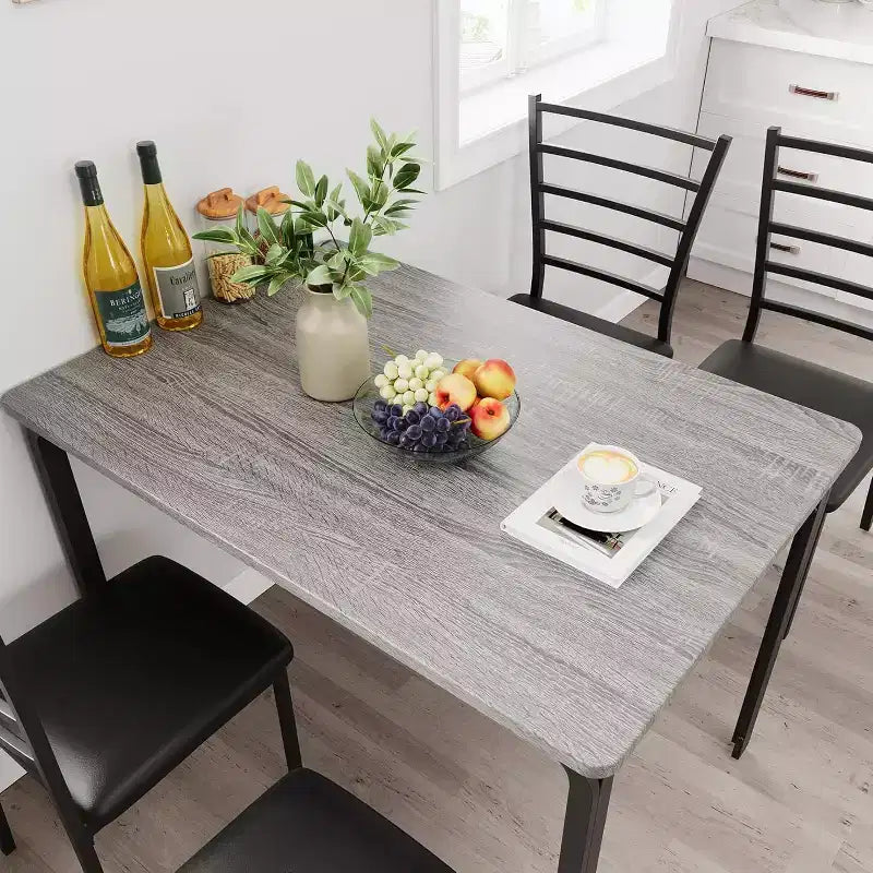 Juego de mesa de cocina para 5 personas, juego de mesa de comedor de madera de 4 piezas con 4 sillas para espacios pequeños, juego de comedor pequeño moderno de altura de mostrador para cocina