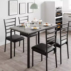 Juego de mesa de cocina para 5 personas, juego de mesa de comedor de madera de 4 piezas con 4 sillas para espacios pequeños, juego de comedor pequeño moderno de altura de mostrador para cocina
