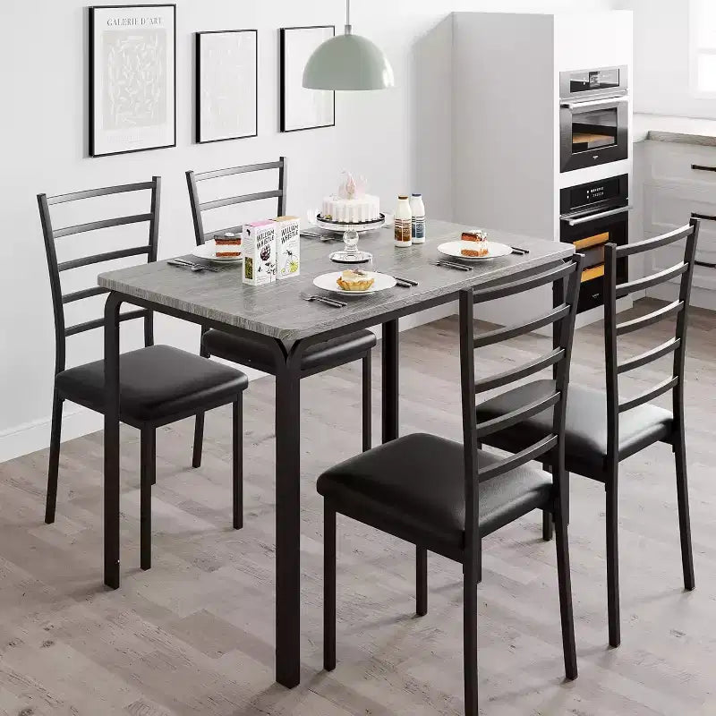Juego de mesa de cocina para 5 personas, juego de mesa de comedor de madera de 4 piezas con 4 sillas para espacios pequeños, juego de comedor pequeño moderno de altura de mostrador para cocina