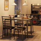 Juego de mesa de cocina para 5 personas, juego de mesa de comedor de madera de 4 piezas con 4 sillas para espacios pequeños, juego de comedor pequeño moderno de altura de mostrador para cocina
