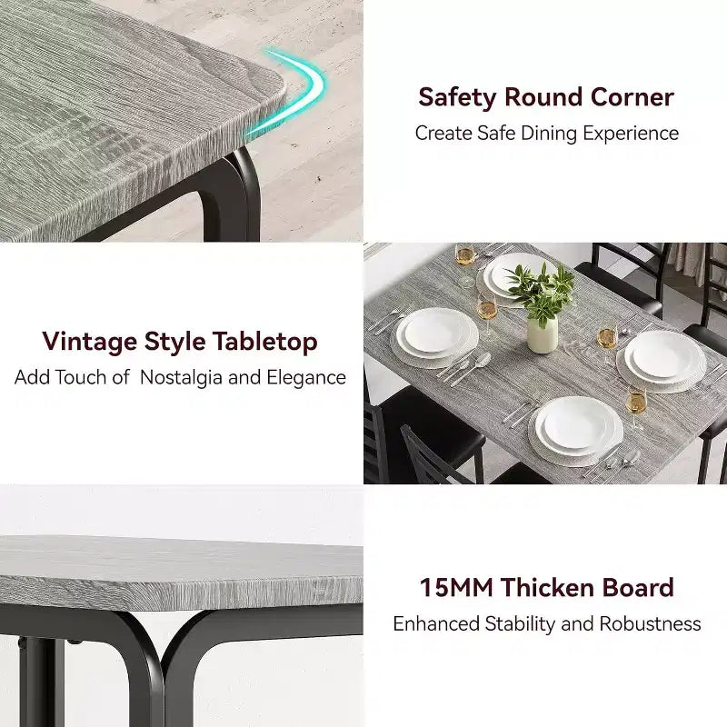 Juego de mesa de cocina para 5 personas, juego de mesa de comedor de madera de 4 piezas con 4 sillas para espacios pequeños, juego de comedor pequeño moderno de altura de mostrador para cocina
