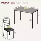 Juego de mesa de cocina para 5 personas, juego de mesa de comedor de madera de 4 piezas con 4 sillas para espacios pequeños, juego de comedor pequeño moderno de altura de mostrador para cocina