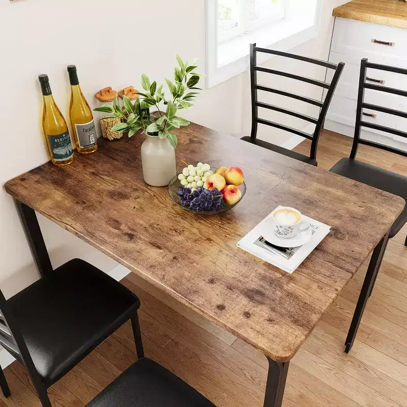 Juego de mesa de cocina para 5 personas, juego de mesa de comedor de madera de 4 piezas con 4 sillas para espacios pequeños, juego de comedor pequeño moderno de altura de mostrador para cocina