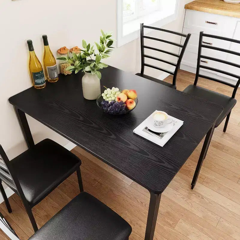 Juego de mesa de cocina para 5 personas, juego de mesa de comedor de madera de 4 piezas con 4 sillas para espacios pequeños, juego de comedor pequeño moderno de altura de mostrador para cocina