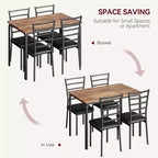 Juego de mesa de cocina para 5 personas, juego de mesa de comedor de madera de 4 piezas con 4 sillas para espacios pequeños, juego de comedor pequeño moderno de altura de mostrador para cocina