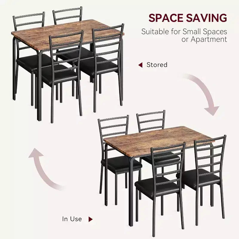 Juego de mesa de cocina para 5 personas, juego de mesa de comedor de madera de 4 piezas con 4 sillas para espacios pequeños, juego de comedor pequeño moderno de altura de mostrador para cocina