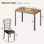 Juego de mesa de cocina para 5 personas, juego de mesa de comedor de madera de 4 piezas con 4 sillas para espacios pequeños, juego de comedor pequeño moderno de altura de mostrador para cocina