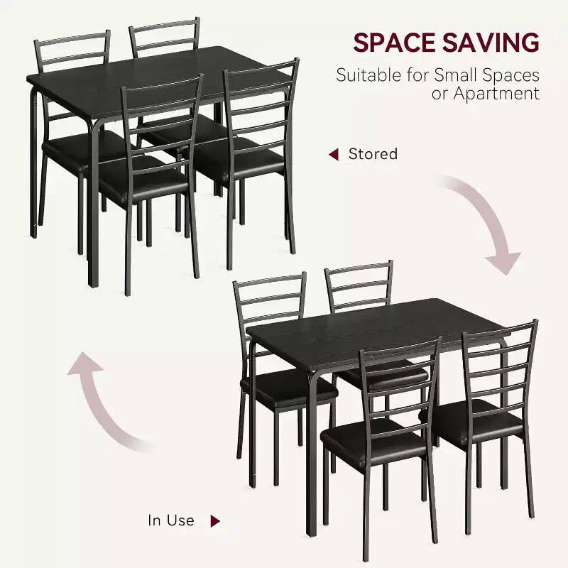 Juego de mesa de cocina para 5 personas, juego de mesa de comedor de madera de 4 piezas con 4 sillas para espacios pequeños, juego de comedor pequeño moderno de altura de mostrador para cocina