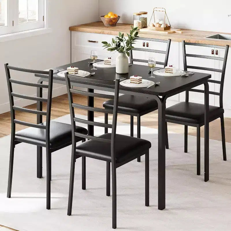 Kitchen Table Set for 5, 4 Piece Wooden Dining Table Set with 4 Chairs for Small Space, Modern Counter Height Small Dinette Set for Kitchen