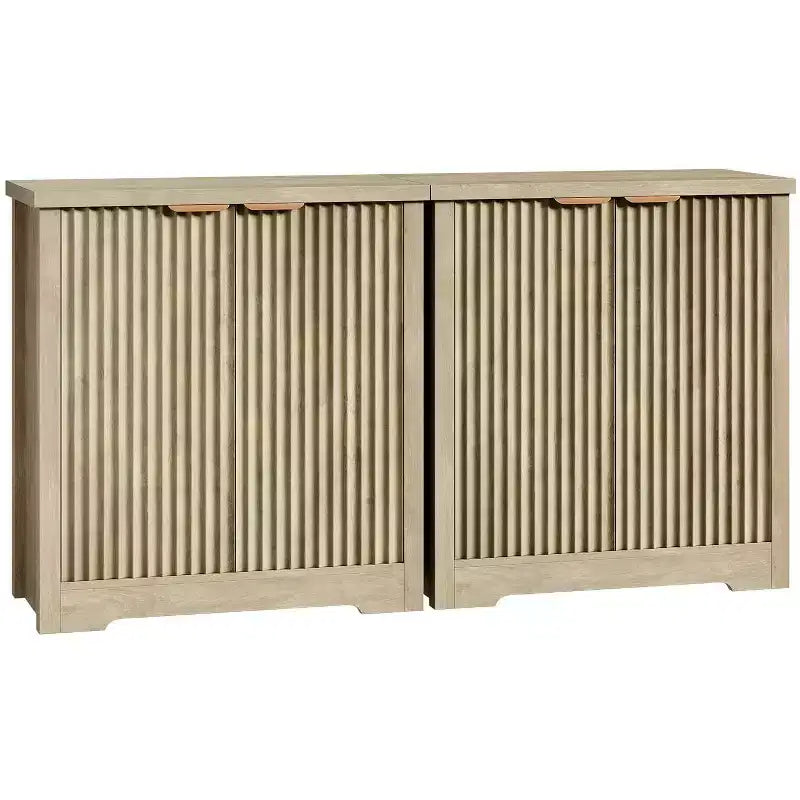 32.68 Aparador de buffet acanalado, aparador moderno de madera con puertas y estantes para sala de estar, cocina, comedor, pasillo