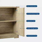 32.68 Aparador de buffet acanalado, aparador moderno de madera con puertas y estantes para sala de estar, cocina, comedor, pasillo