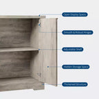 32.68 Aparador de buffet acanalado, aparador moderno de madera con puertas y estantes para sala de estar, cocina, comedor, pasillo
