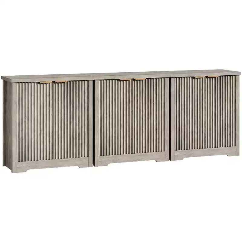 32.68 Fluted Buffet Sideboard Cabinet, Modern Wood Credenza with Doors & Shelves for Living Room, Kitchen, Dining Room, Hallway