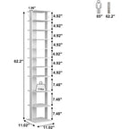 Zapatero delgado de 10 niveles y 157,5 cm de alto con ganchos laterales para entrada, dormitorio y armario, con capacidad para 10-20 pares