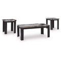 Signature Design by Ashley Jazmore 3-Piece Coffee Table Set with End Tables - Dark Brown/Faux Marble Finish