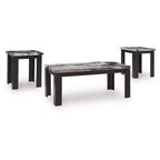 Signature Design by Ashley Jazmore 3-Piece Coffee Table Set with End Tables - Dark Brown/Faux Marble Finish