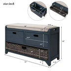 Banco de almacenamiento Hansen de madera de acacia con cajones y cesta extraíble