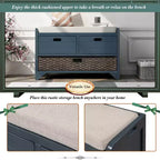Banco de almacenamiento Hansen de madera de acacia con cajones y cesta extraíble