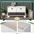 Banco de almacenamiento Hansen de madera de acacia con cajones y cesta extraíble
