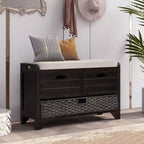 Banco de almacenamiento Hansen de madera de acacia con cajones y cesta extraíble