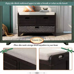 Banco de almacenamiento Hansen de madera de acacia con cajones y cesta extraíble