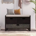 GDFStudio Hansen Acacia Wood Storage Bench with Drawers and Removable Basket